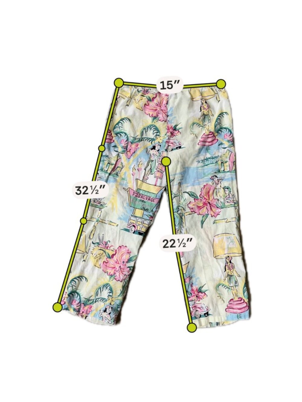 Womens Cotton Pajama Set PJ Salvage Tropical Hula Girl Beach Size Small READ - Picture 8 of 15